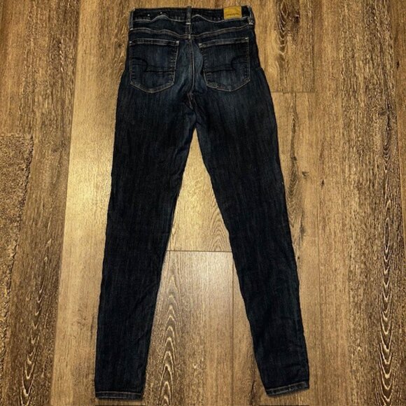 American Eagle Jeans Womens 6 X-Long Blue Denim Super Stretch Hi-Rise Jegging - Picture 6 of 7